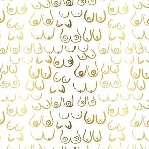 SMALL boobs fabric - boobs wallpaper , gold boobs wallpaper, gold boobs fabric, boob fabric - white