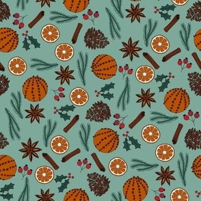 christmas orange fabric - holiday food fabric 