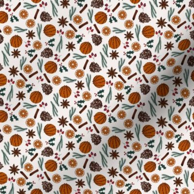 SMALL christmas orange fabric - holiday food fabric 