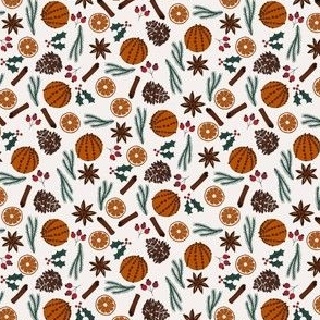 SMALL christmas orange fabric - holiday food fabric 