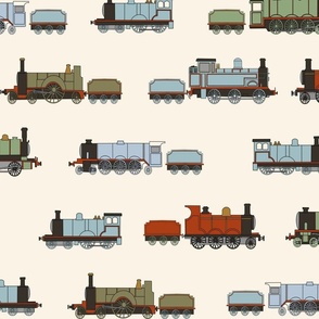 XLARGE train fabric - trains, box cars, boys fabric, caboose, steam trains