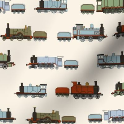 MED  train fabric - trains, box cars, boys fabric, caboose, steam trains