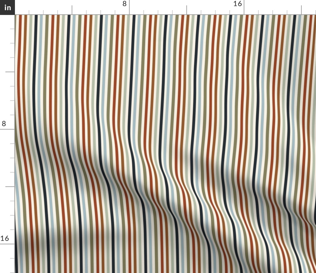 SMALLstripes fabric - boys fabric, muted, mens, green and blue, classic