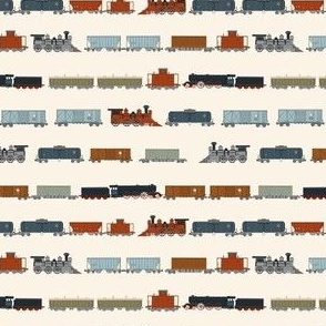 SMALL  train fabric - trains, box cars, boys fabric, caboose, steam trains