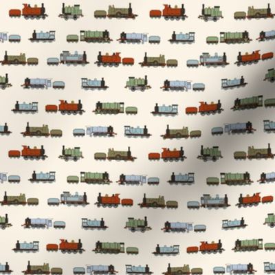 SMALL  train fabric - trains, box cars, boys fabric, caboose, steam trains