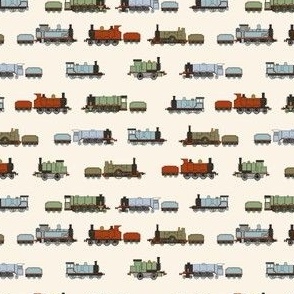 SMALL  train fabric - trains, box cars, boys fabric, caboose, steam trains