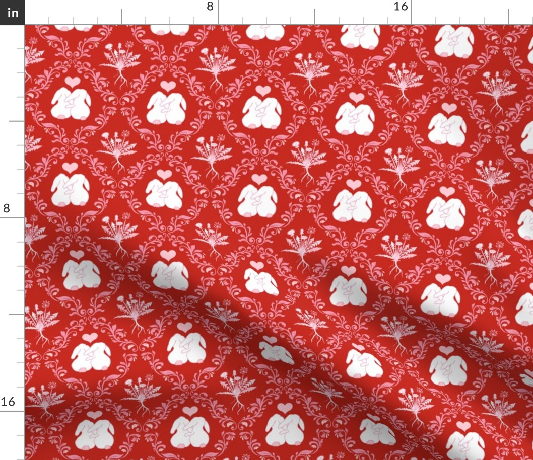 bunny love damask red small
