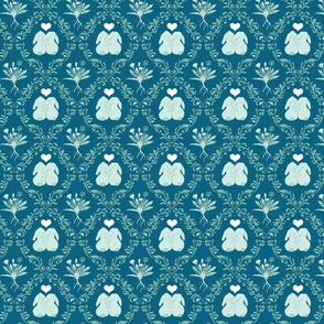 bunny love damask teal small