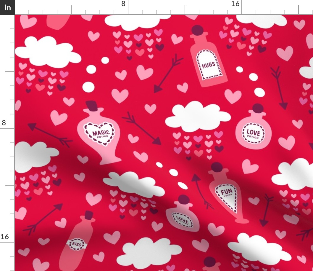 Kitsch Valentine's red love clouds