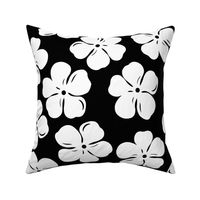 Vintage Plumeria Blossoms-white on black