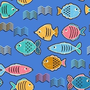 Normal scale • School of fish blue background