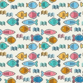 Small scale • School of fish block prints