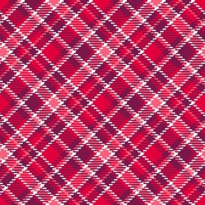 Tartan diagonal red pink burgundy