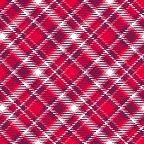 Valentine's Tartan diagonal red white mid-century modern