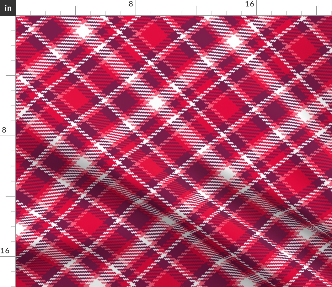 Valentine's Tartan diagonal red white mid-century modern