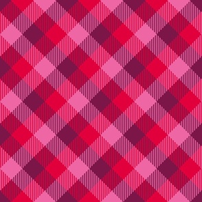 Valentine simple tartan diagonal pink burgundy