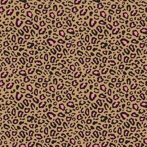 ( small ) Animal print, leopard print, pink, brown, tan