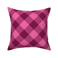 Valentine's Gingham diagonal burgundy pink