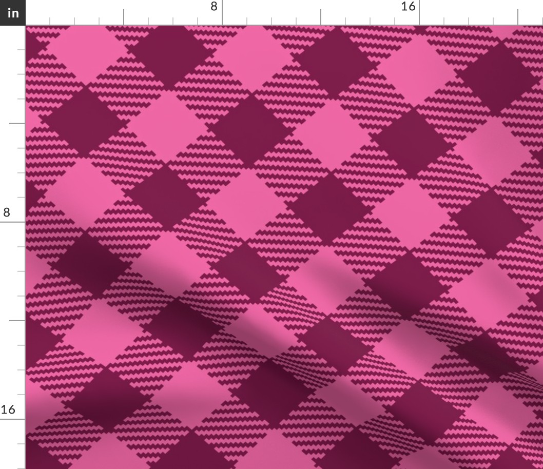 Valentine's Gingham diagonal burgundy pink