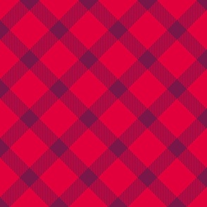 Valentine simple plaid diagonal red burgundy