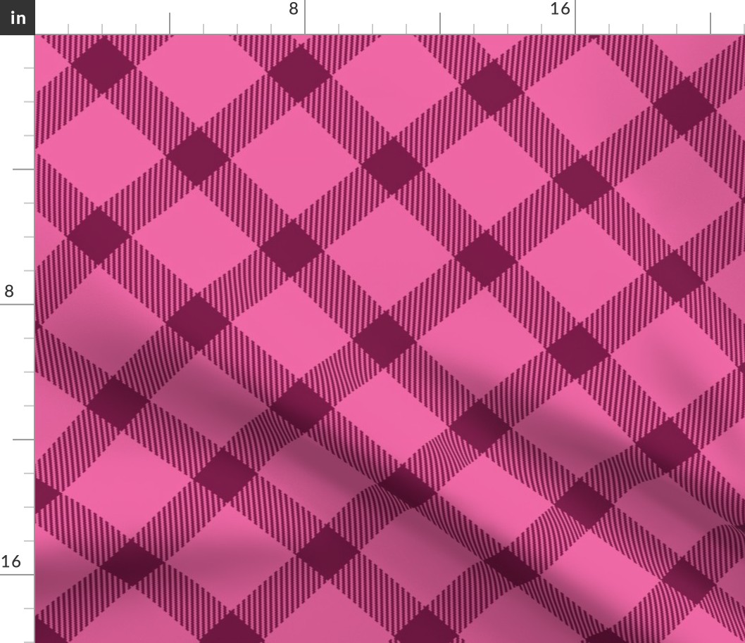 Valentine simple plaid diagonal pink burgundy