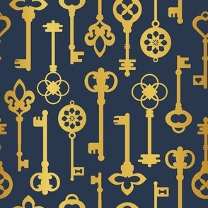 vintage keys | golden on night blue | medium scale