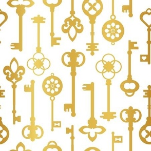 vintage keys | golden on white | medium scale