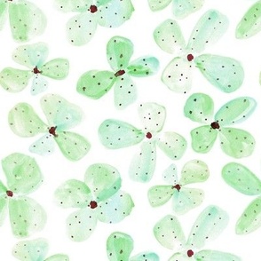 Mint Plump bloom - watercolor pretty florals with dots - painted stylised flowers a562-3