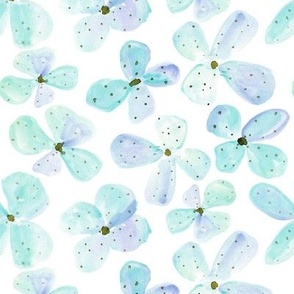 Emerald Plump bloom - watercolor pretty florals with dots - painted stylised flowers a562-4