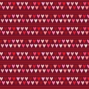 small - Hearts and stripes - deep red
