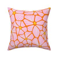 Retro Flowers Orange Pink