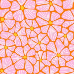 Retro Flowers Orange Pink