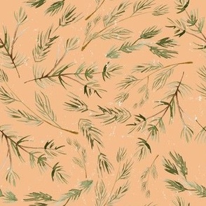 pine boughs on peach