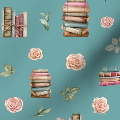 books blush floral blue