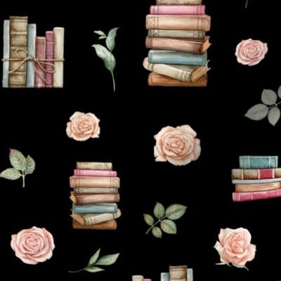 books blush floral black