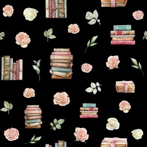 books blush floral black