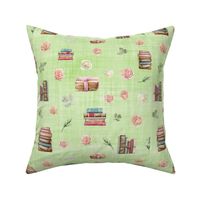 books blush floral green linen