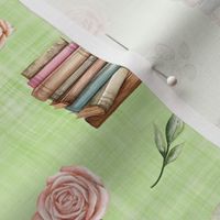 books blush floral green linen