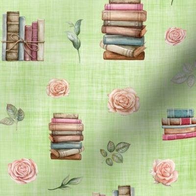 books blush floral green linen