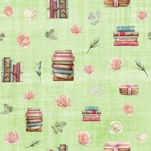 books blush floral green linen