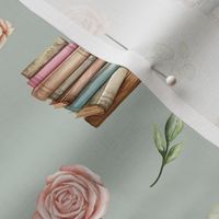 books blush floral green