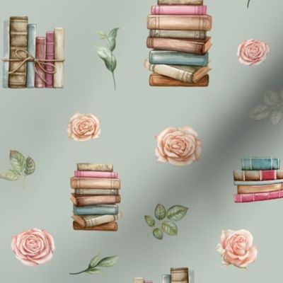 books blush floral green