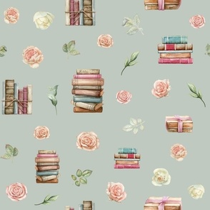 books blush floral green