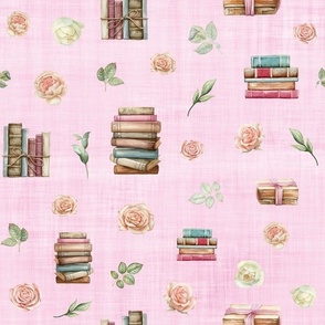 books blush floral pink linen