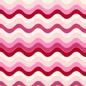 Groovy Valentines Waves (red - pink - raspberry- pastel peach)