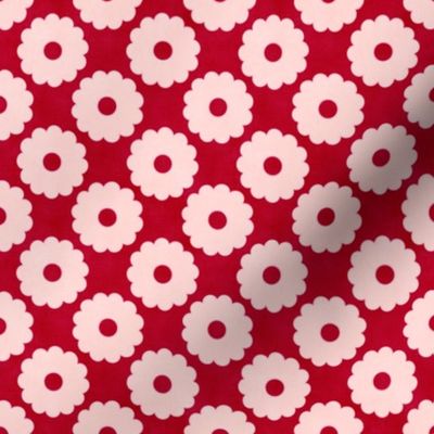 Groovy Peachy Flowers (red) ditsy