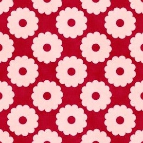 Groovy Peachy Flowers (red) ditsy