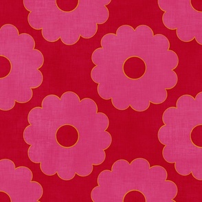 Groovy Raspberry Pink Flowers (red) large