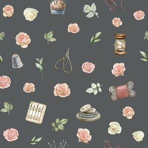 sewing blush floral grey