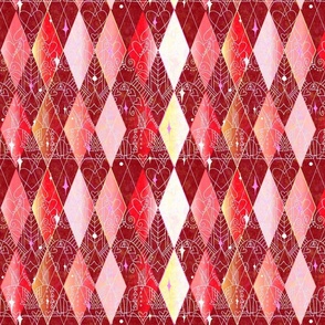  Deep Crimson Heart Throb Harlequin Argyle in the Lovecore Aesthetic -- Valentine Argyle in Deep Crimson Dark Red -- 485dpi (31% of Full Scale)